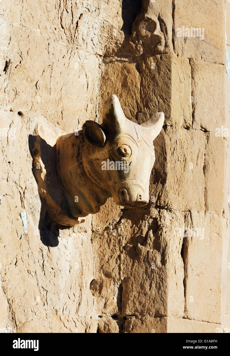 Eurasia, Caucasus region, Georgia, Mtskheta, historical capital, Svetitskhoveli Cathedral, detail of bulls head Stock Photo