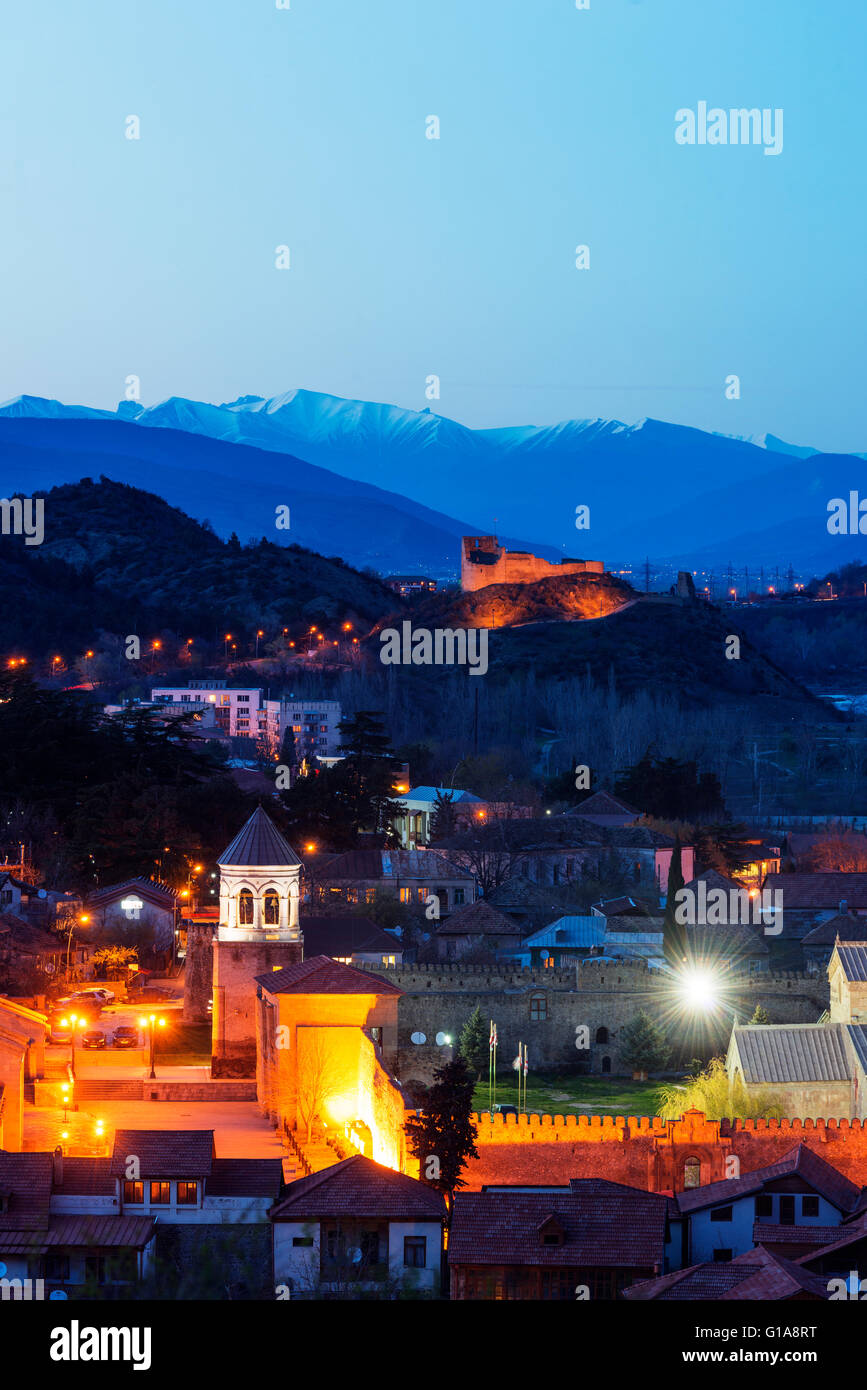 Eurasia, Caucasus region, Georgia, Mtskheta, historical capital, Svetitskhoveli Cathedral and Bebris Tsikhe castle Stock Photo