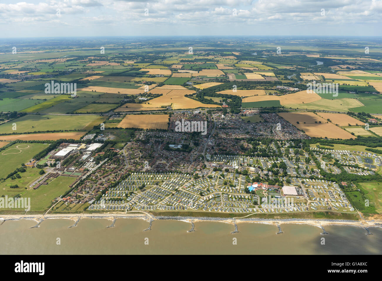 An aerial view of the coastal village of HoptononSea and surrounding