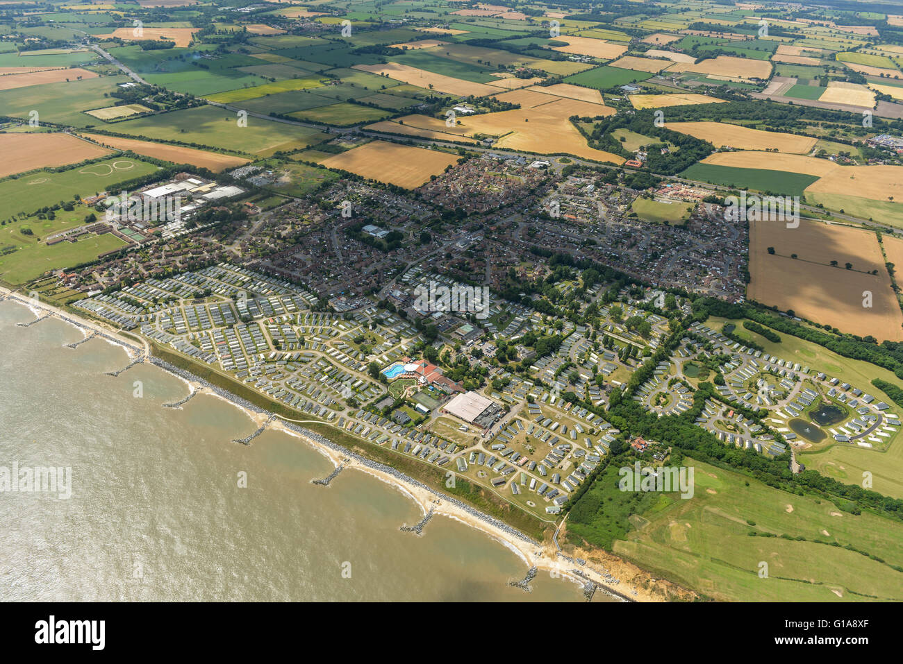 An aerial view of the coastal village of HoptononSea and surrounding