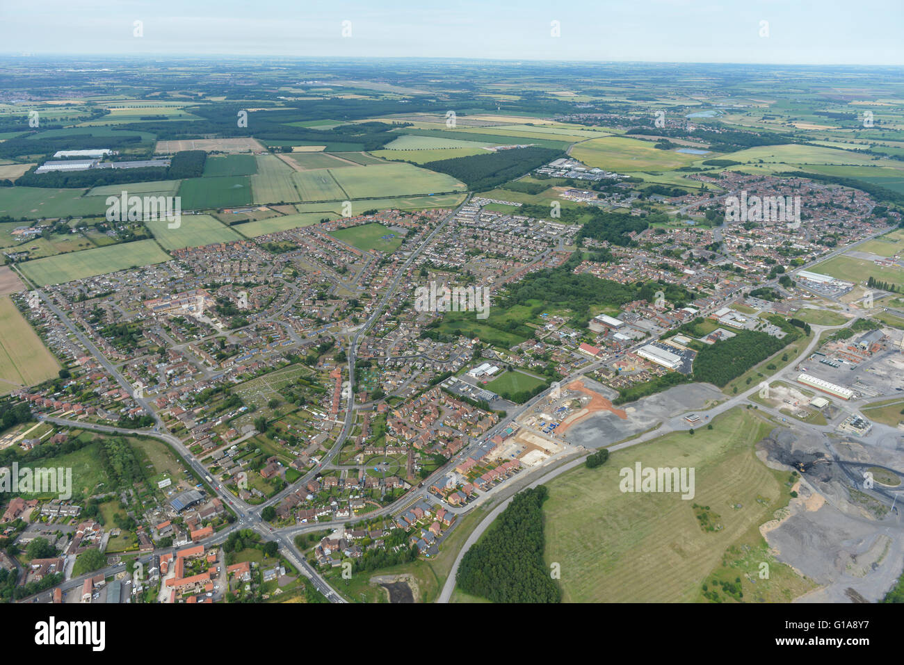 An aerial view of the Nottinghamshire towns of Harworth and Bircotes