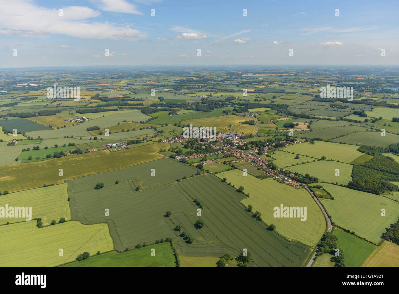 An aerial view of the village of Burton Leonard and surrounding North
