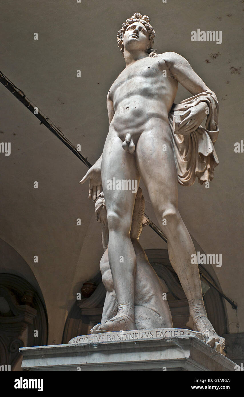 statue Sculpture of Orpheus by Baccio Bandinelli in Palazzo Medici-Riccardi courtyard Florence Stock Photo
