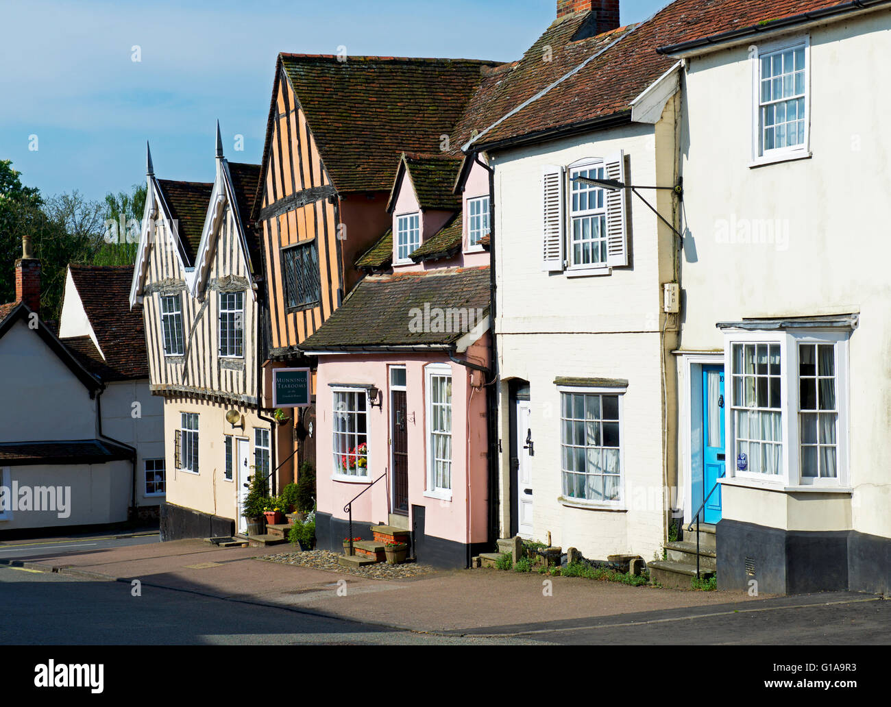 Halftimbered houses in the village of Lavenham, Suffolk, England UK