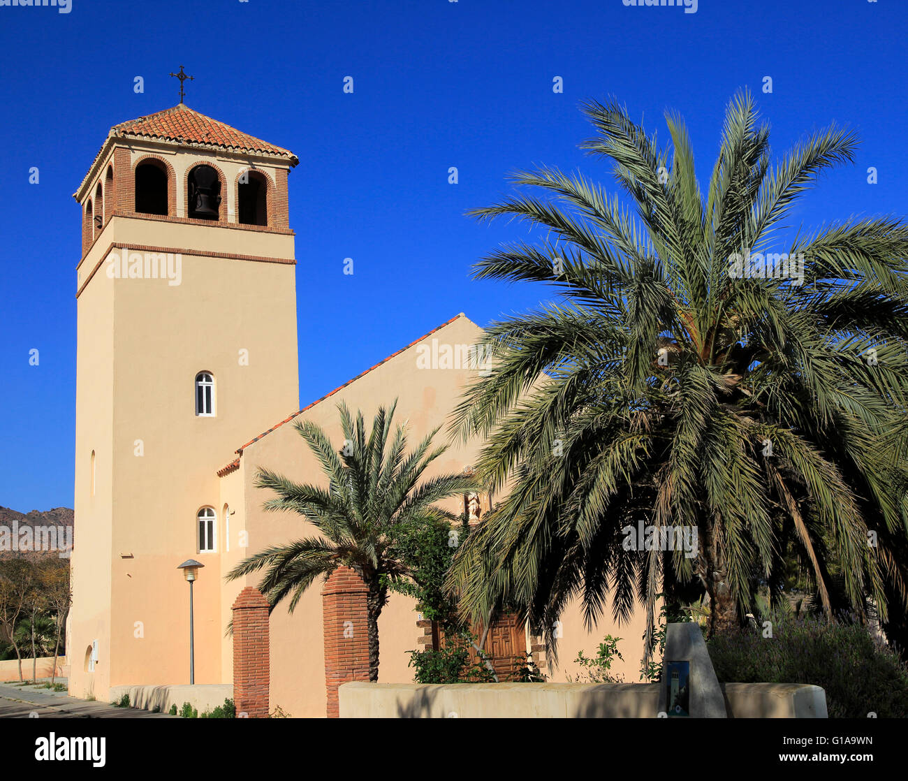 Church at Rodalquilar, Cabo de Gata natural park, Almeria, Spain Stock Photo