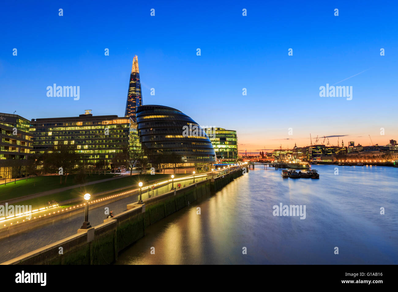 Some nightscape around the Thames River at London, United Kingdom Stock Photo