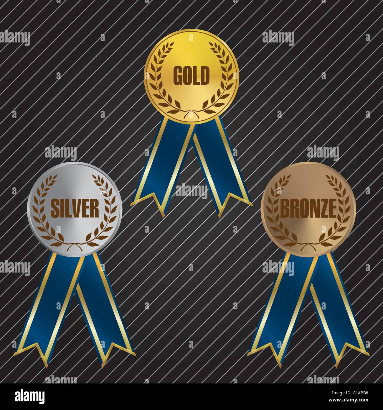 Gold Silver & Bronze Medals with Ribbons Stock Vector Image & Art Alamy
