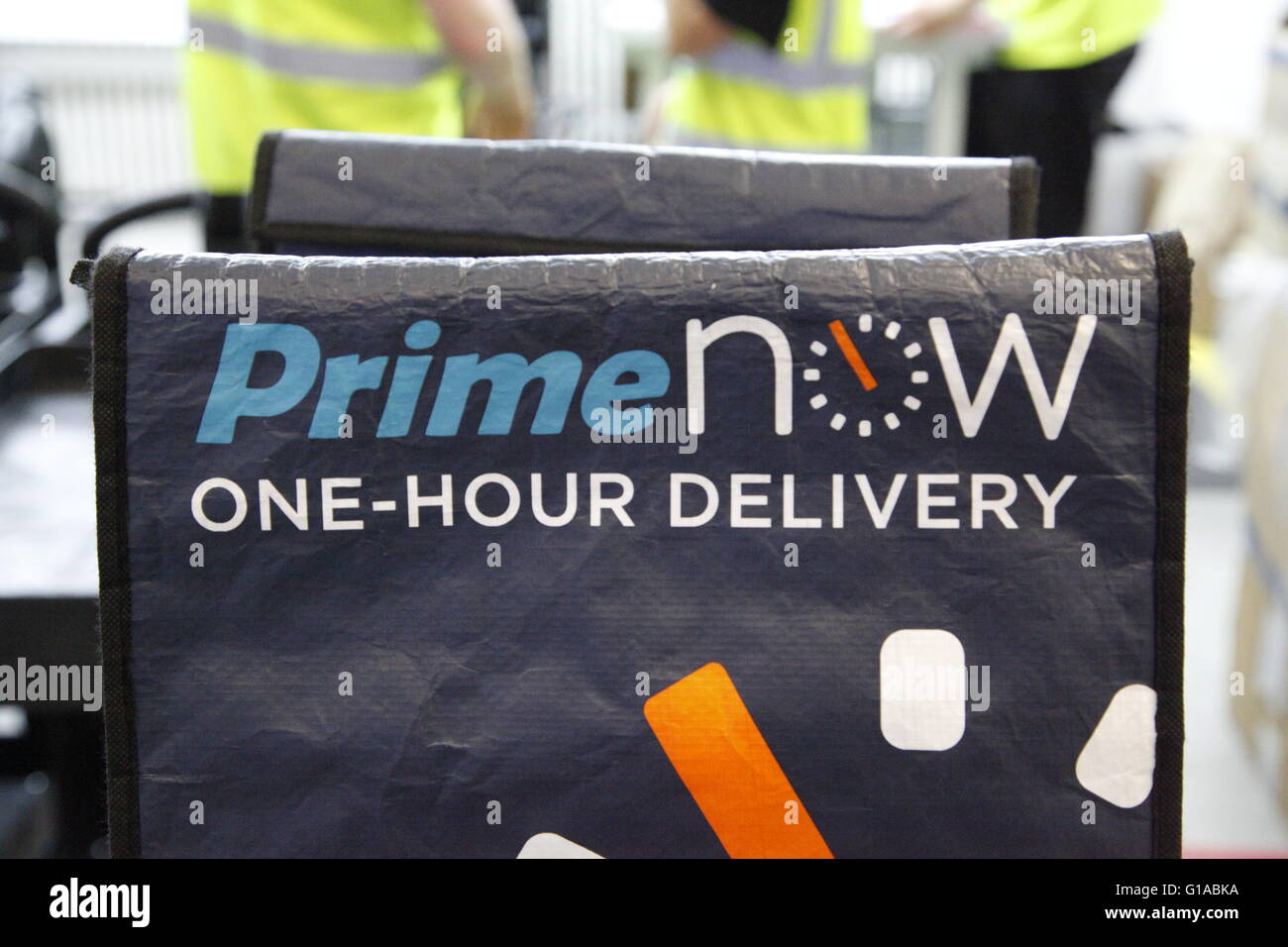Cool bag of Amazon Prime Now in Berlin Germany Stock Photo