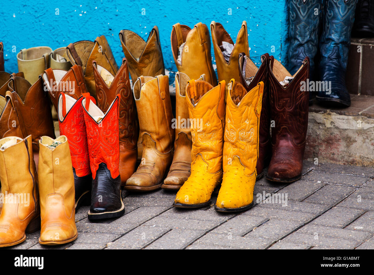Cowboy boots for sale Stock Photo