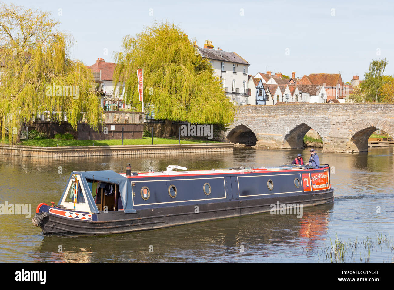 Narrowboat on the River Avon at Bidford on Avon, Warwickshire, England