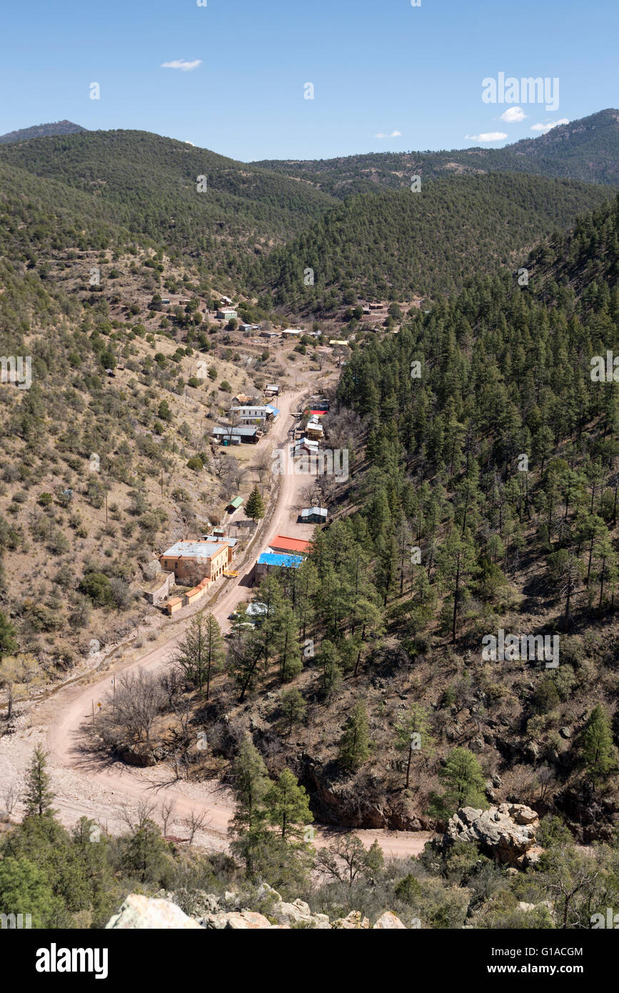 The ghost town of Mogollon, in the Mogollon Mountains, New Mexico Stock