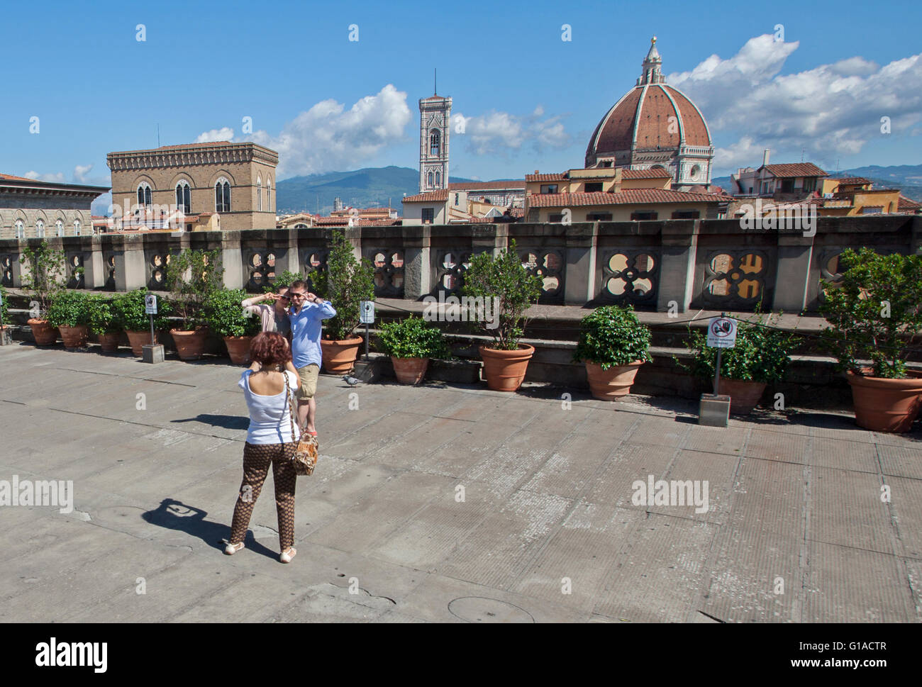 Duomo view from the Uffizi cafe  Florence Italy Stock Photo