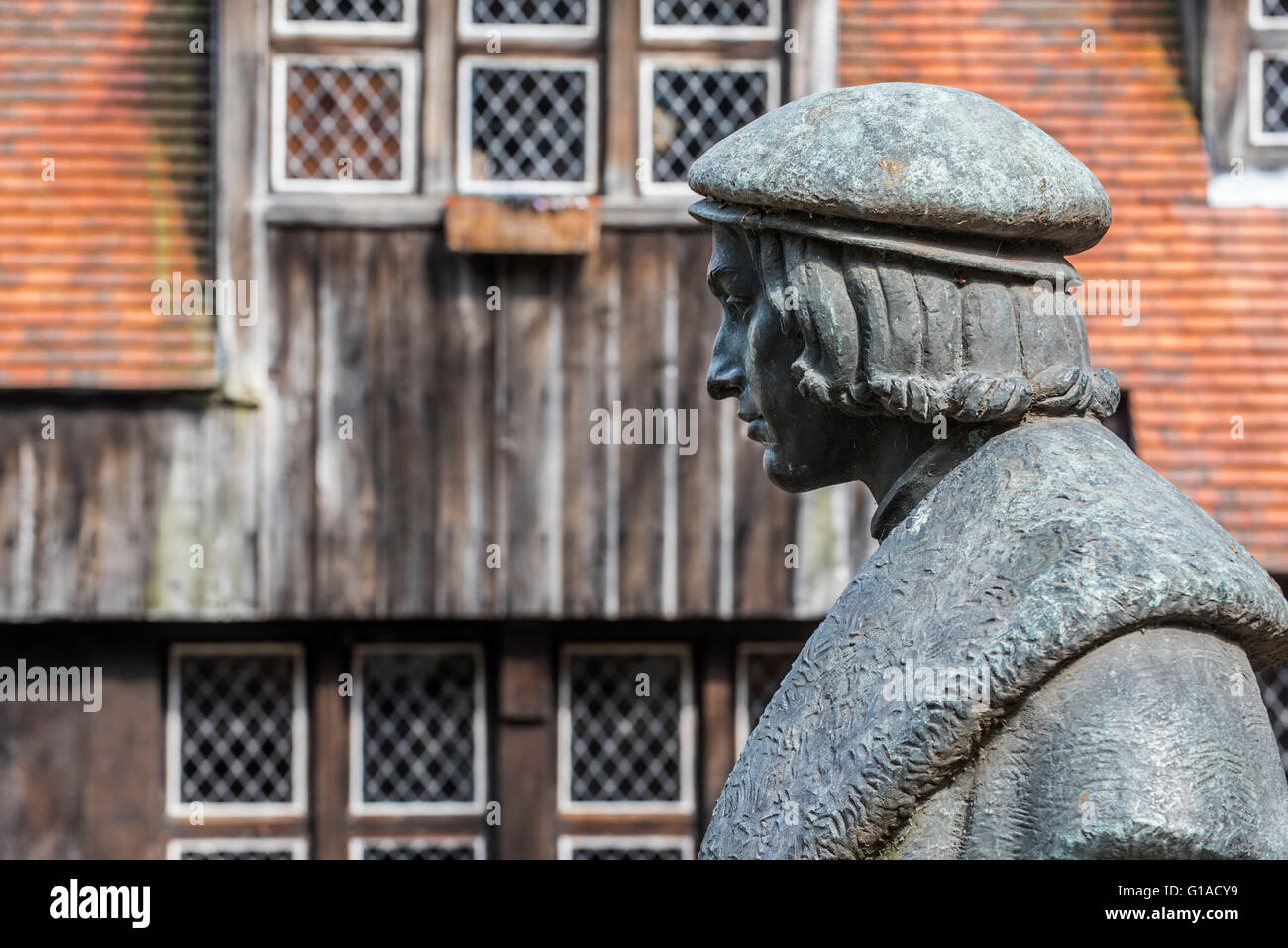 Bust of the Spanish humanist and scholar Juan Luis Vives in Bruges / Brugge, West Flanders, Belgium Stock Photo