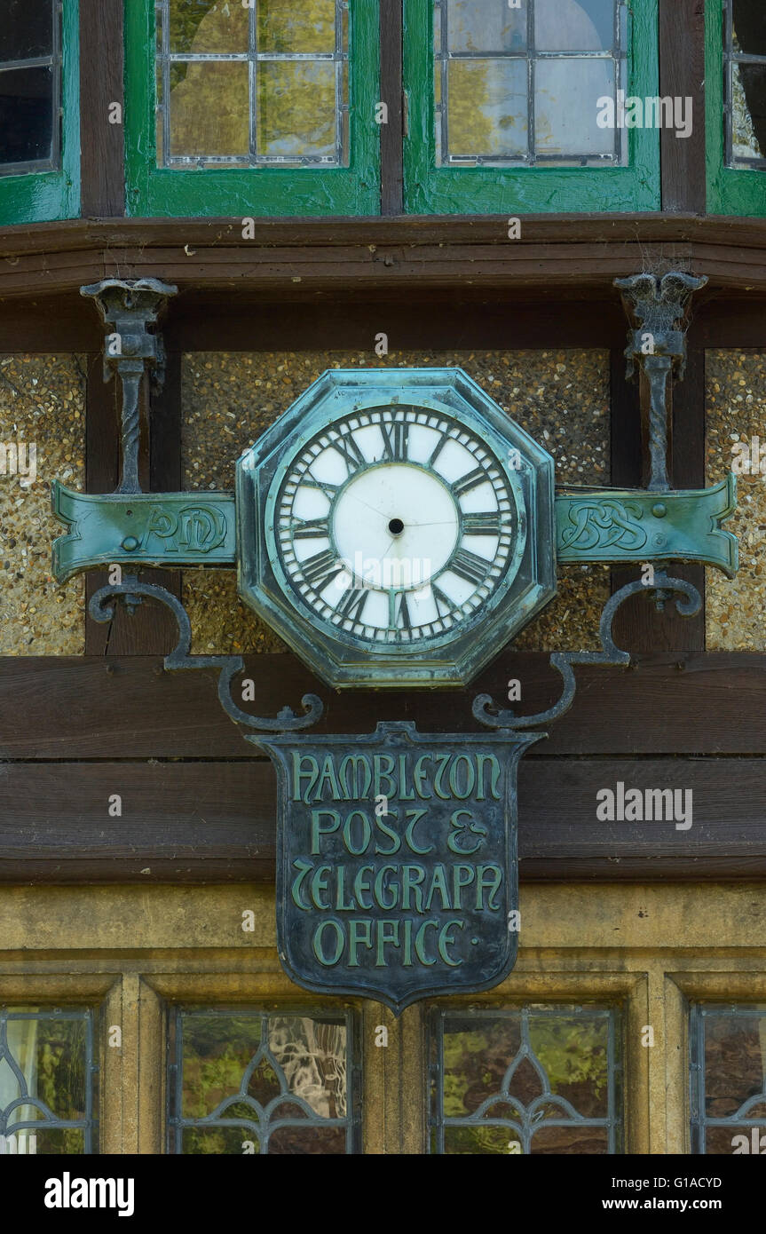Hambleton post and telegraph office clock. Rutland. Leicestershire. UK