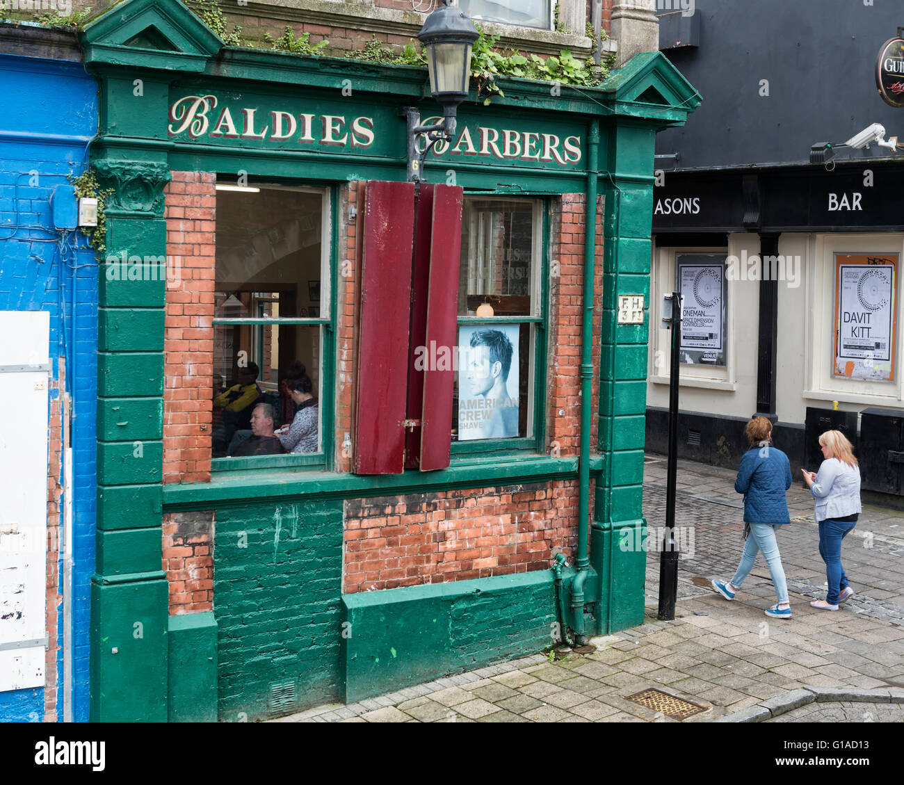 Baldies Barbers shop.Derry Londonderry. Northern Ireland. UK. Europe Stock Photo