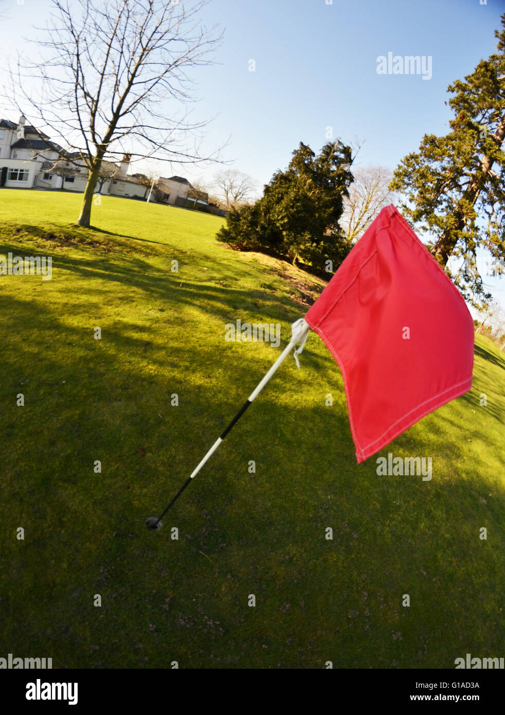 Red Golf Flag Stock Photo Alamy