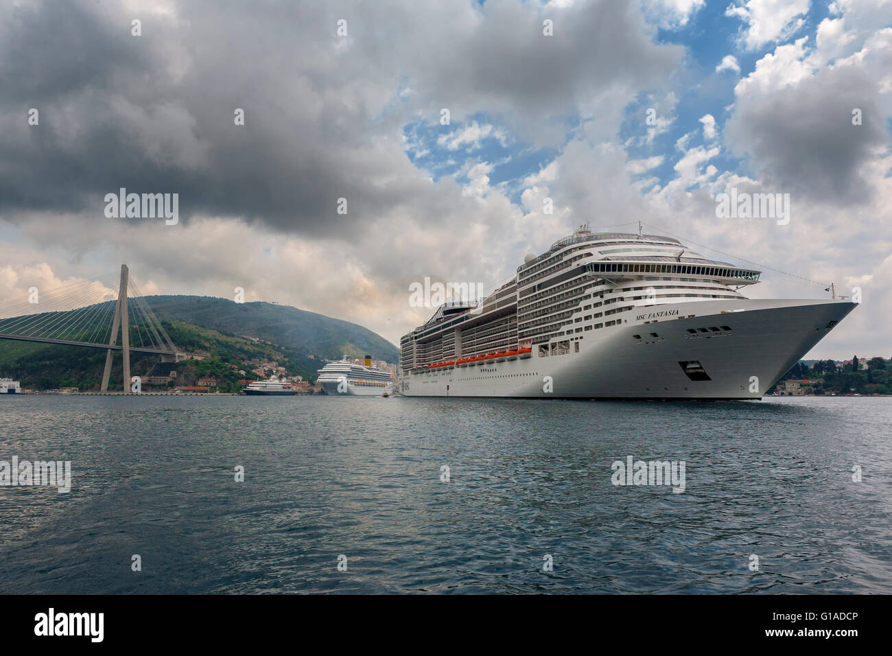 Cruise ships in Luka Gruz harbour, Dubrovnik, Croatia Stock Photo