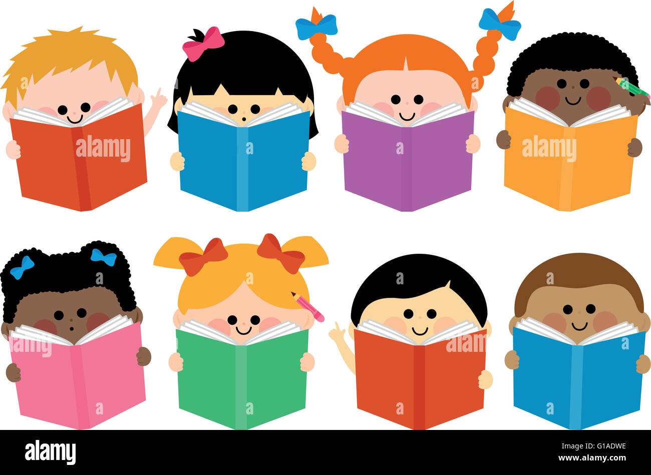 Children reading books Stock Vector Image & Art - Alamy