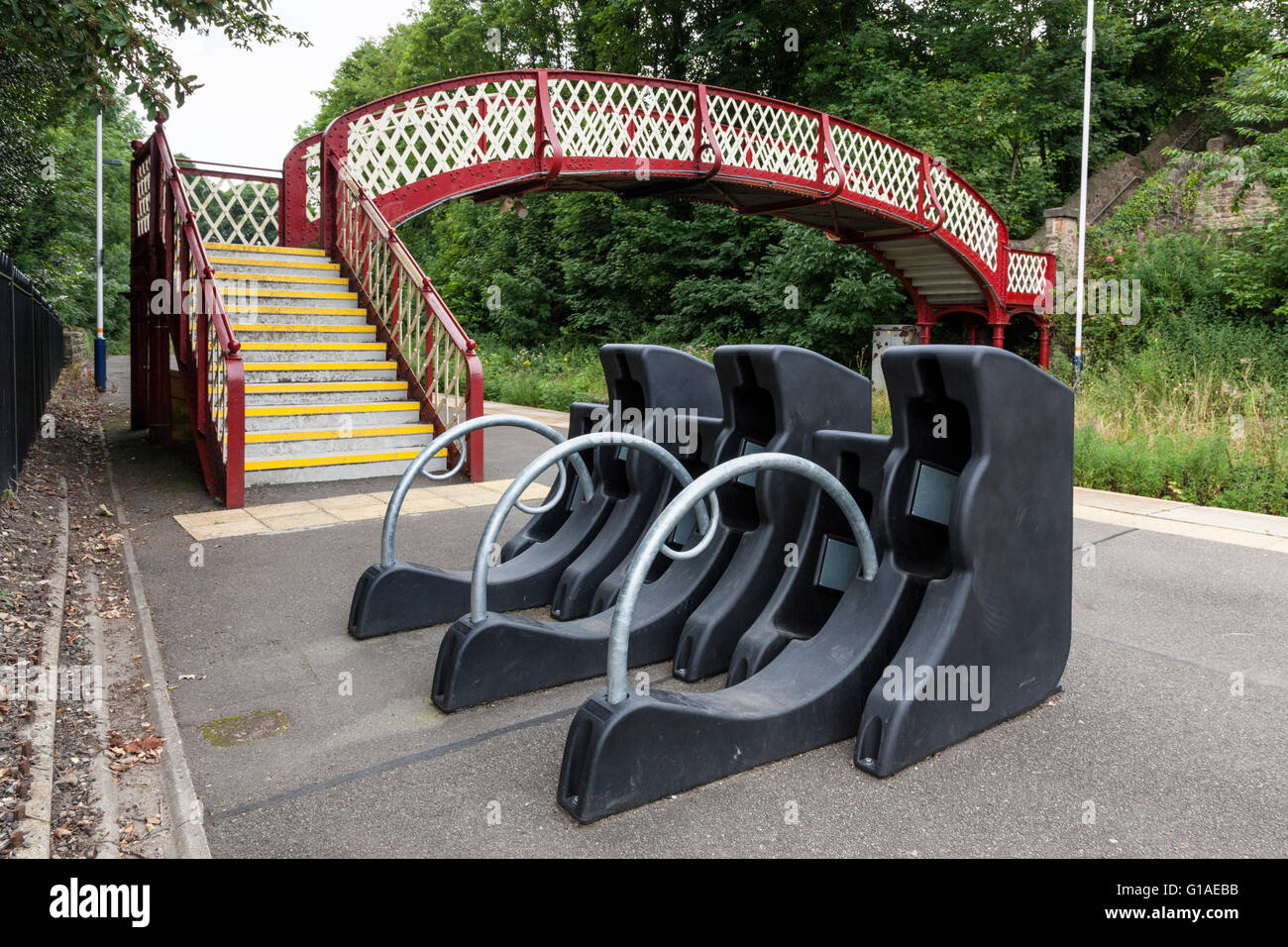 Cycle racks at Whatstandwell Railway Station, Derbyshire, England, UK Stock Photo