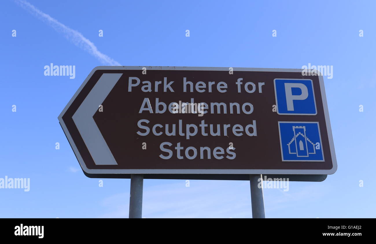 Sign for Aberlemno Sculptured Stones Scotland  May 2016 Stock Photo