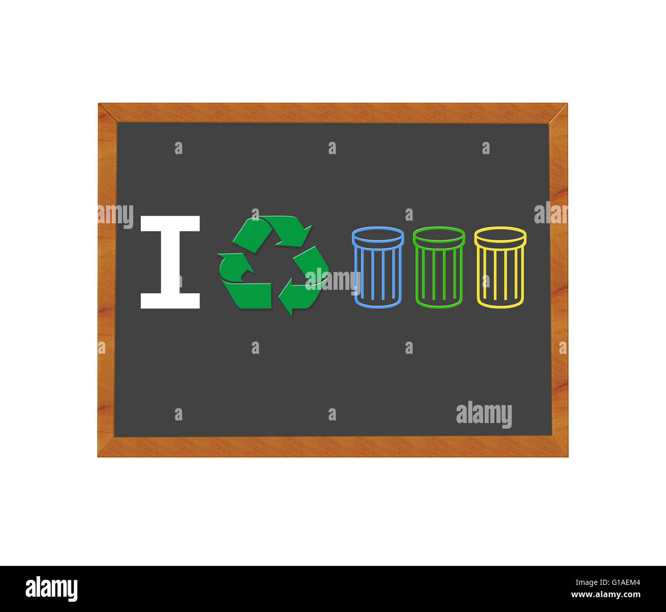 Blackboard symbolizing I love recycle Stock Photo Alamy