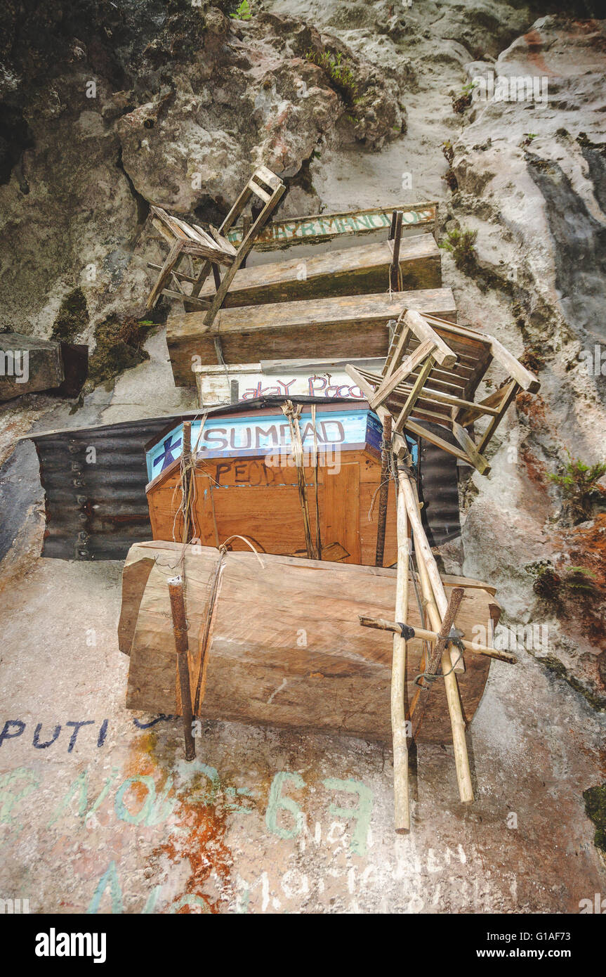 Hanging coffins in Sagada, northern Luzon Stock Photo