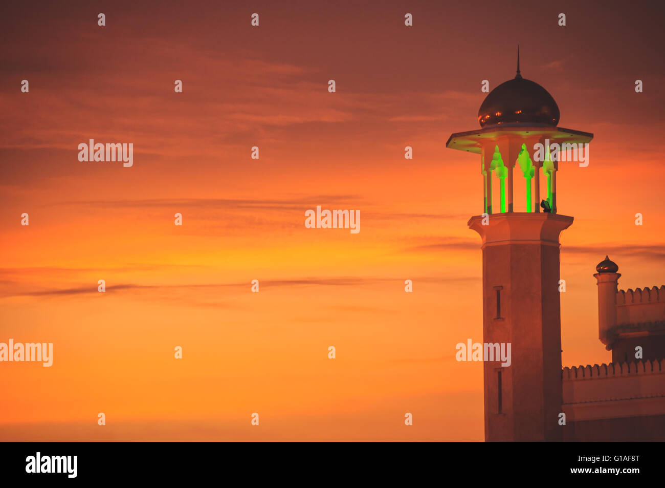 The Saifuddin mosque at sunset in Bandar Seri Bagawan, Brunei Stock Photo
