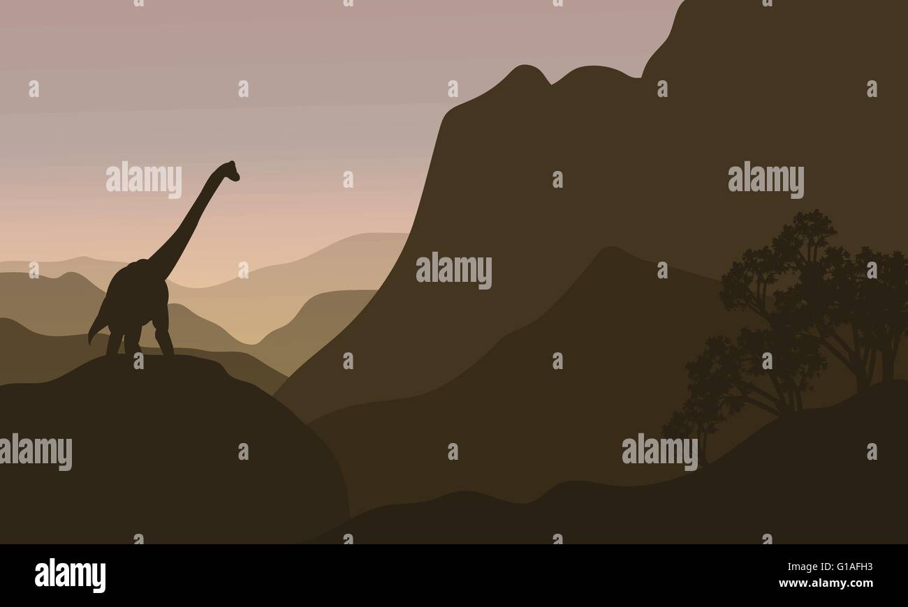 brachiosaurus in hills silhouette scenery Stock Vector Image & Art - Alamy