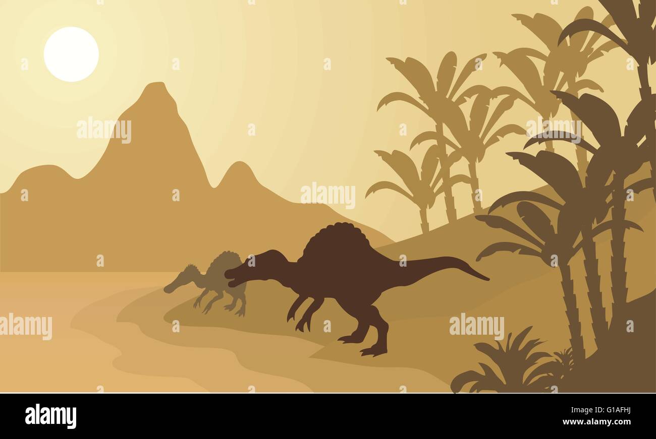 Spinosaurus in river silhouette scenery Stock Vector Image & Art - Alamy