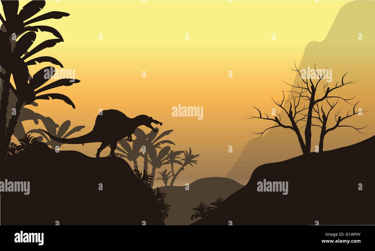 Silhouette of one spinosaurus in hills Stock Vector Image & Art - Alamy