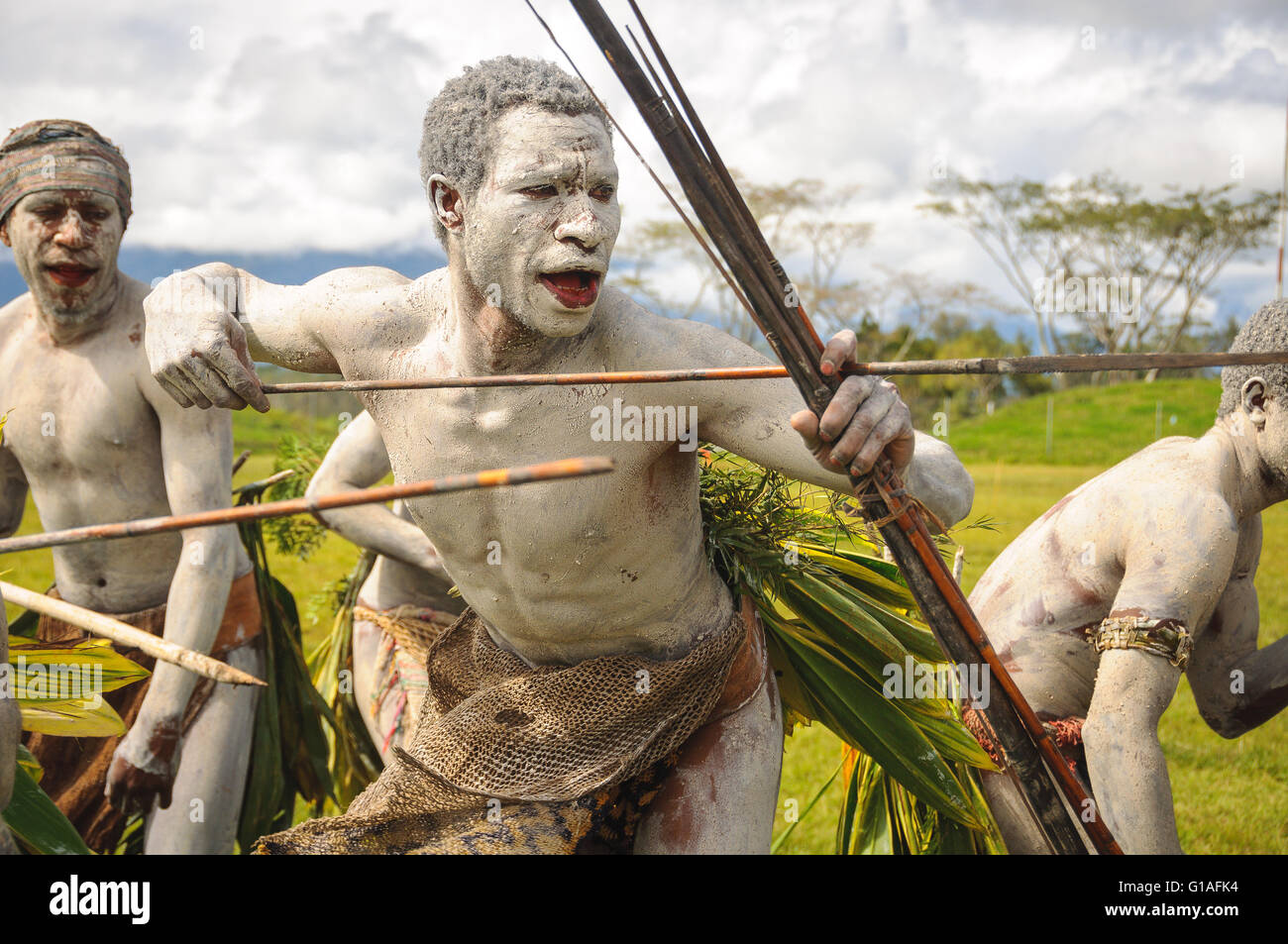 Archers at the Mt Hagen cultural show in Papua New Guinea Stock Photo