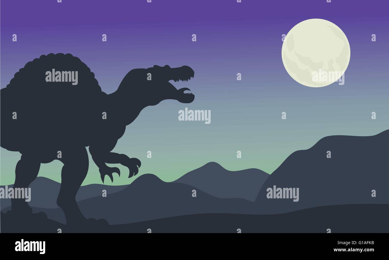 Silhouette of spinosaurus at the night Stock Vector Image & Art - Alamy