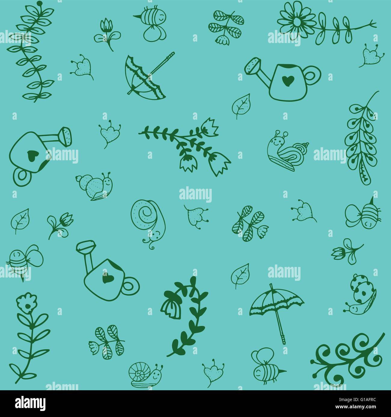 Green garden doodle art Stock Vector Image & Art Alamy