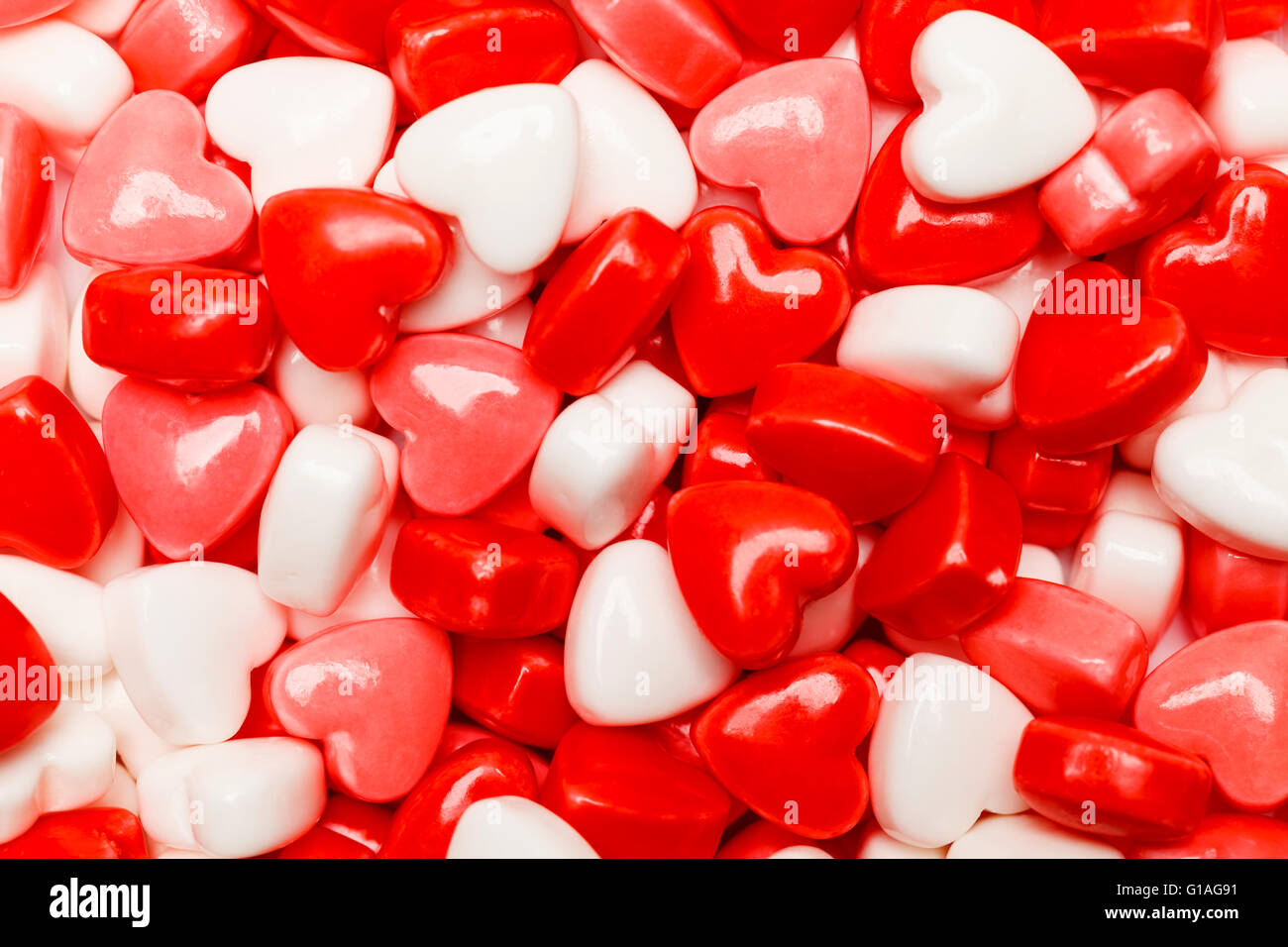Pile of Pink and Red Candy Hearts. Stock Photo