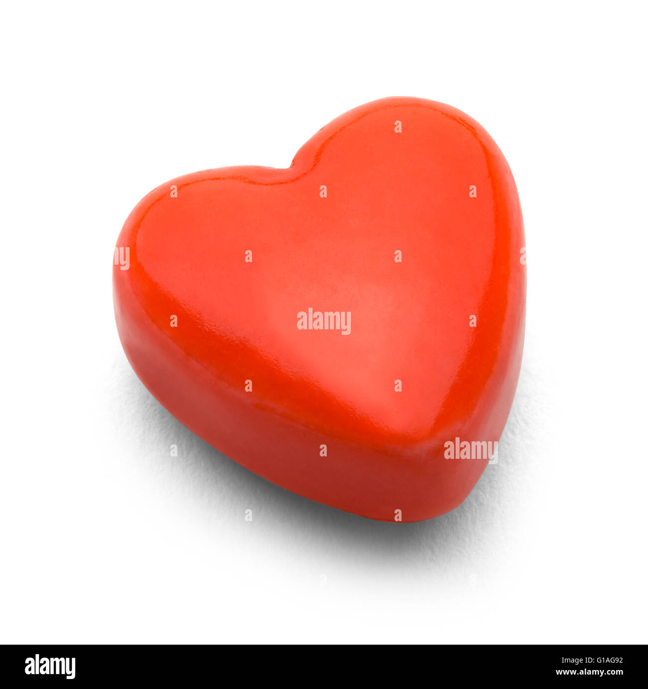 Red Candy Heart Isolated on White Background. Stock Photo