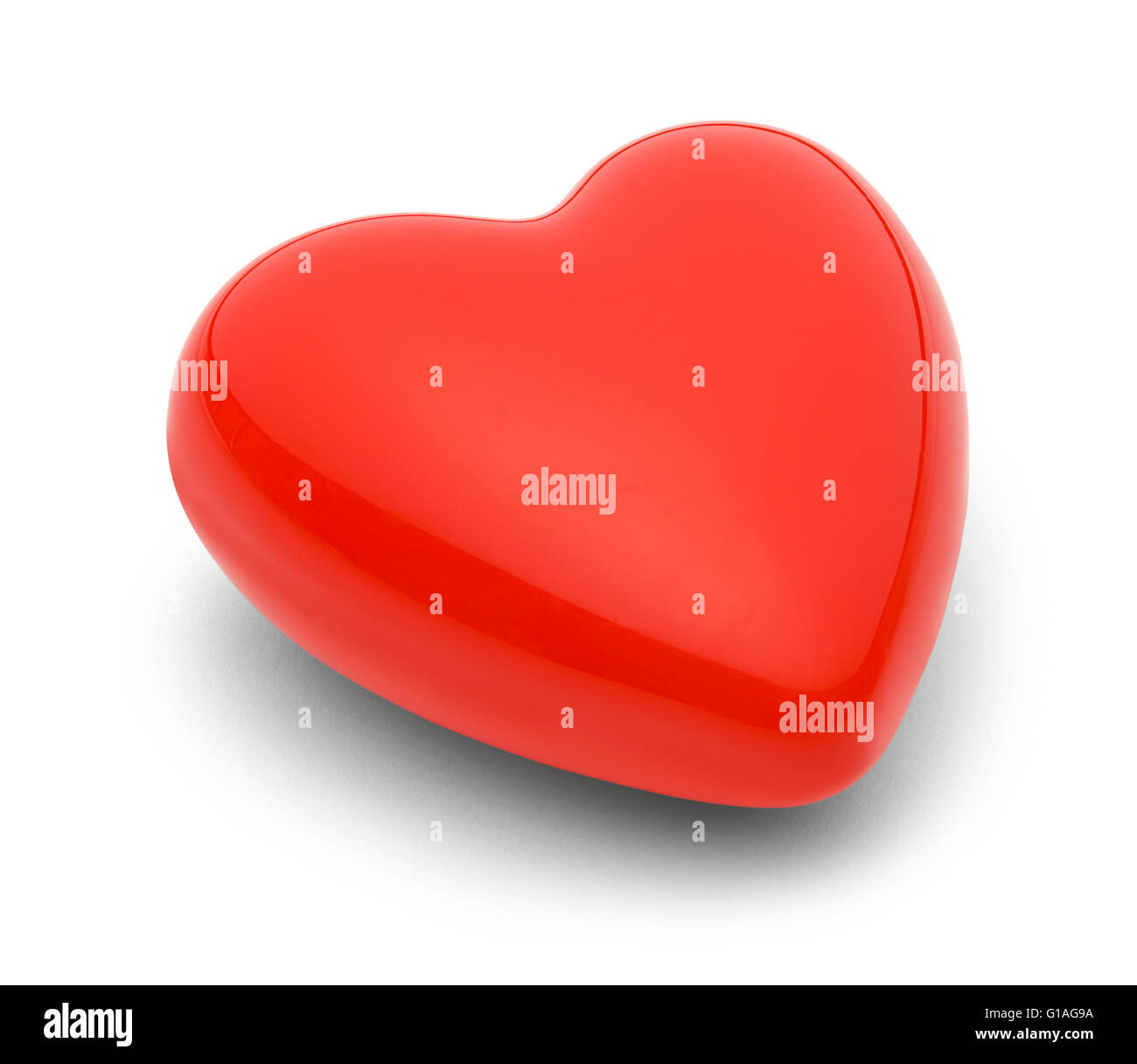 Red Shiny Heart Isolated on White Background. Stock Photo