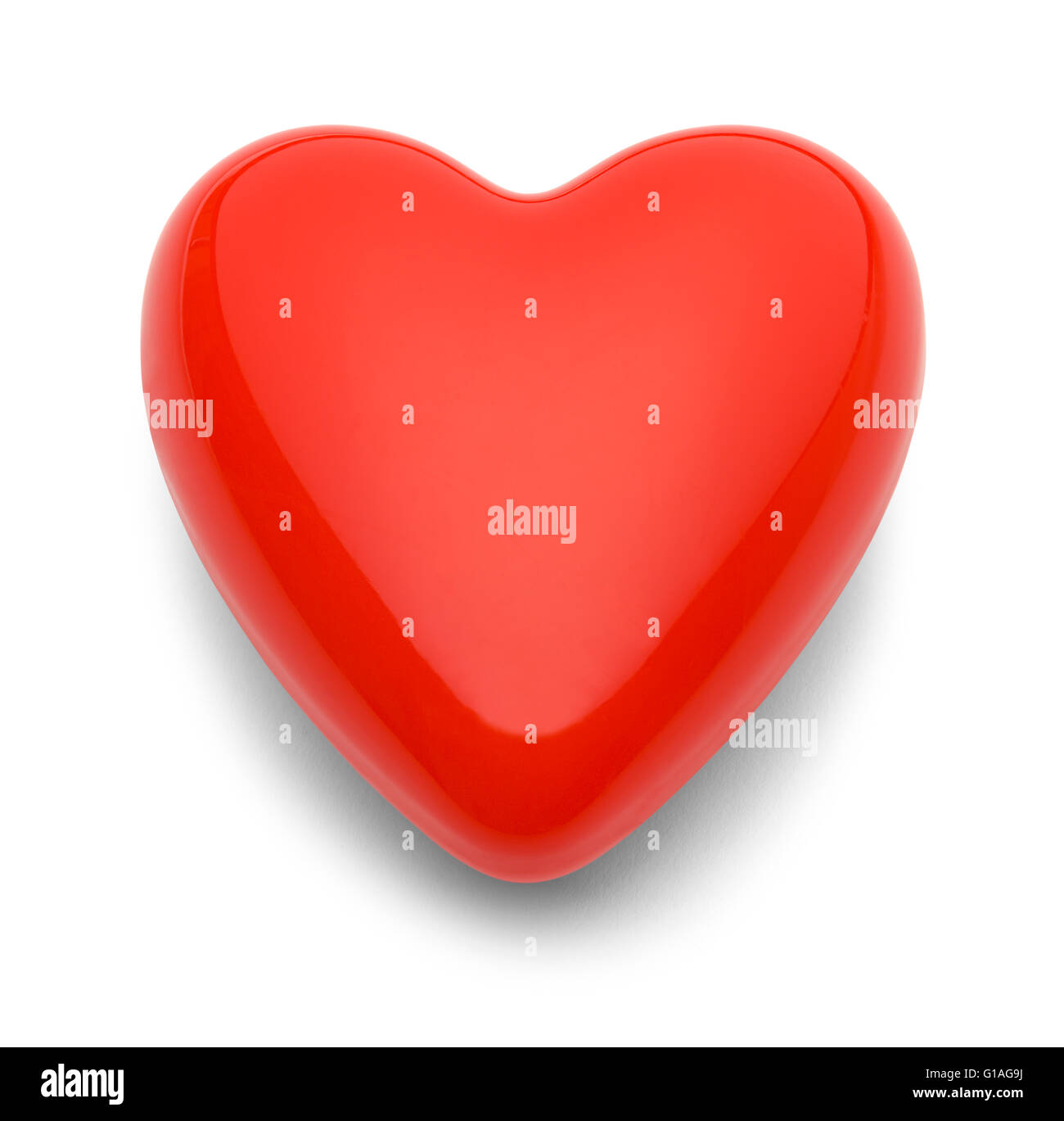 Red Shiny Heart Isolated on White Background. Stock Photo