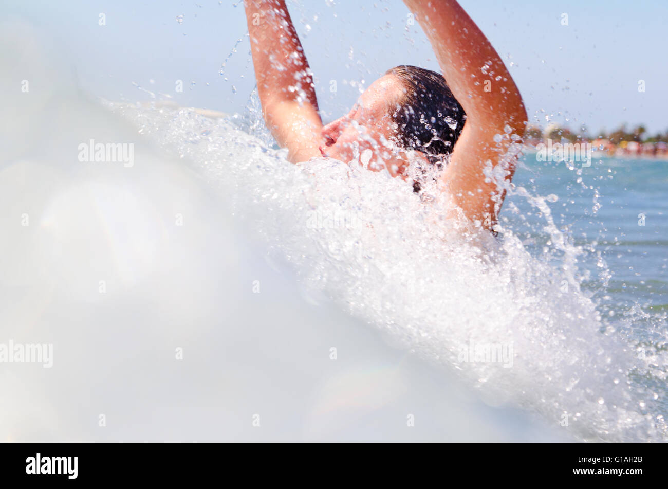 woman in waves Stock Photo Alamy