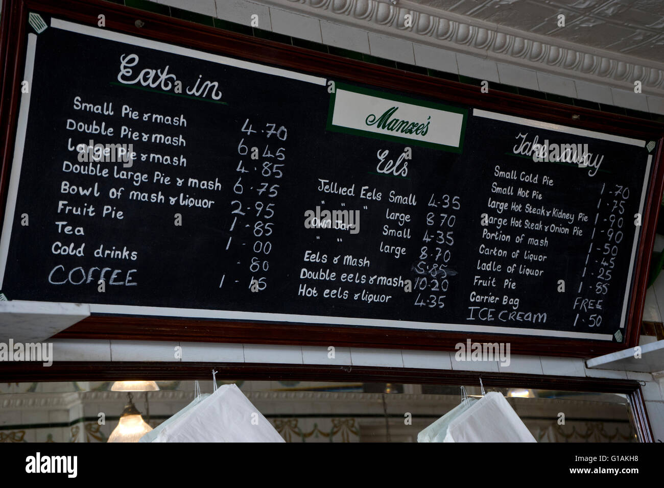 Traditional Pie and Mash and jellied eels restaurant in Walthamstow