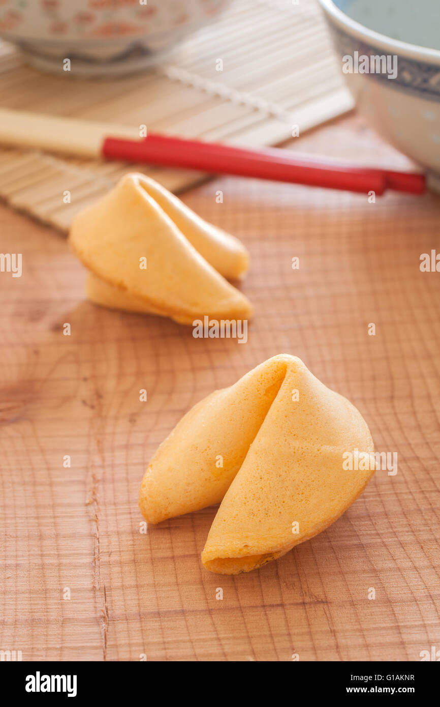 Fortune Cookies a crisp cookie made from flour and sugar containing a