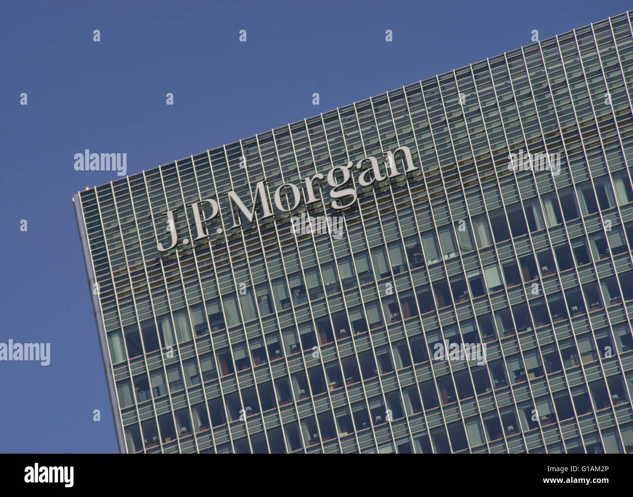 Offices and HQ of J.P. in Canary Wharf. London, UK Stock Photo