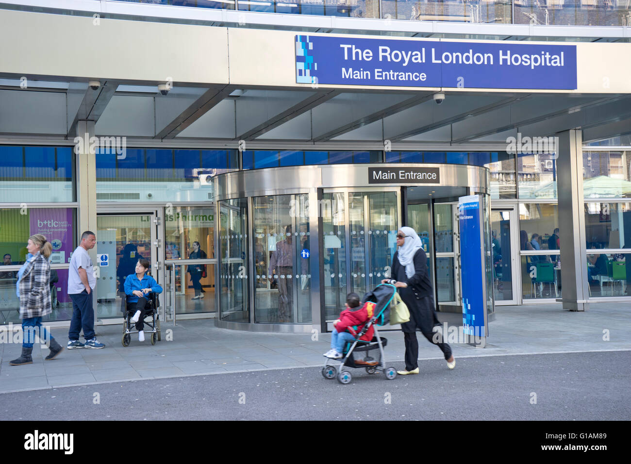 Patients and visitors at the new NHS Royal London Hospital in