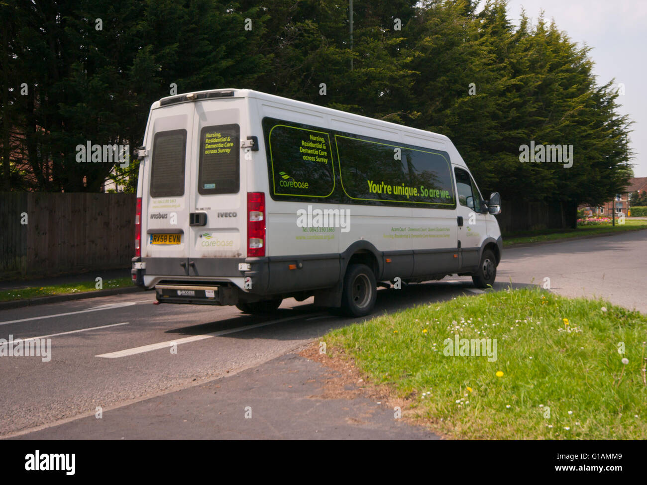 Side View Of A Carebase Vehicle who provide Nursing Residential and Dementia Care Across Surrey England Stock Photo