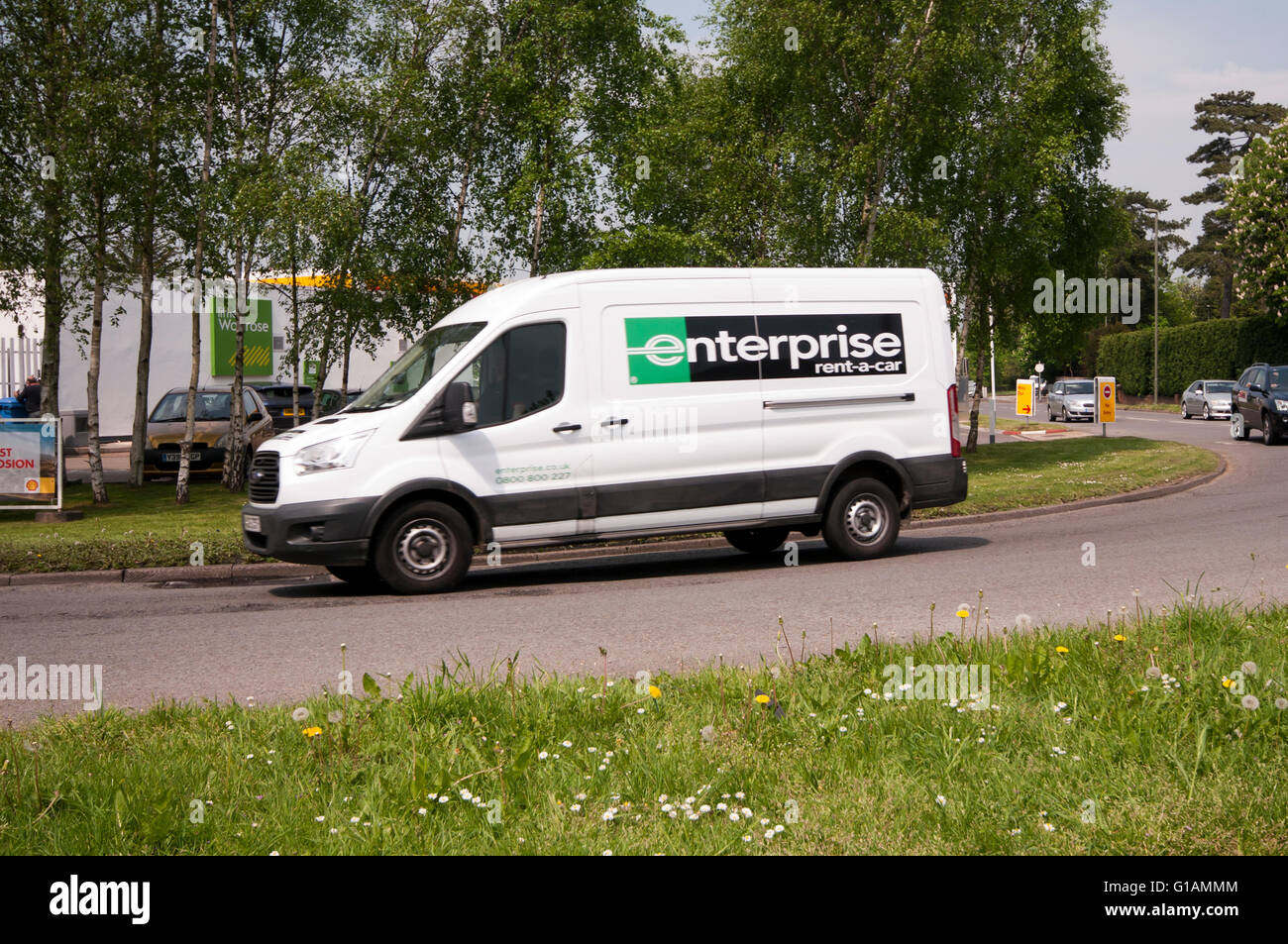 Side View Of An Enterprise Rent A car Van Stock Photo