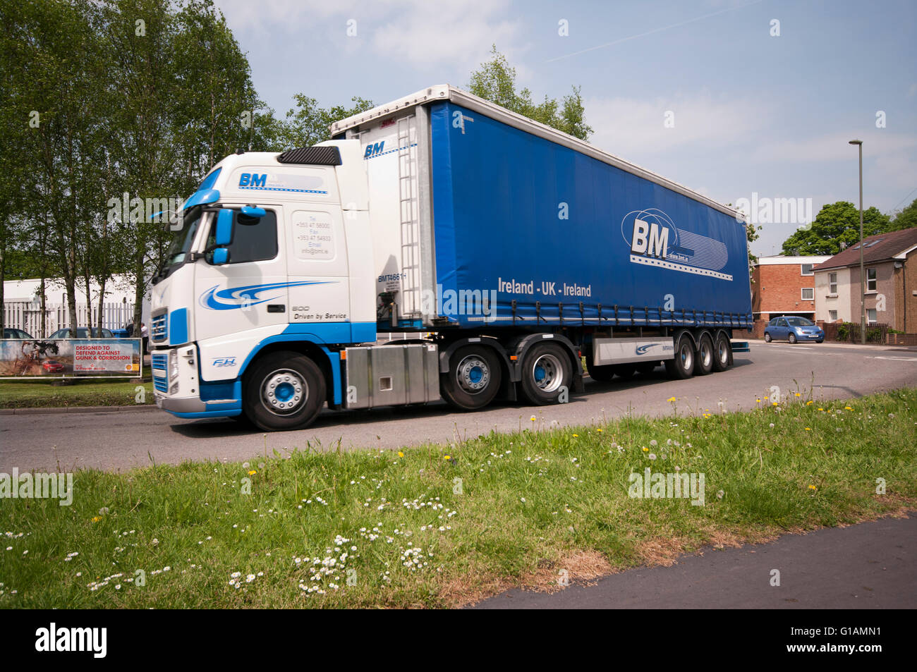 Side View Of A BM Transport Ltd Haulage Lorry Stock Photo