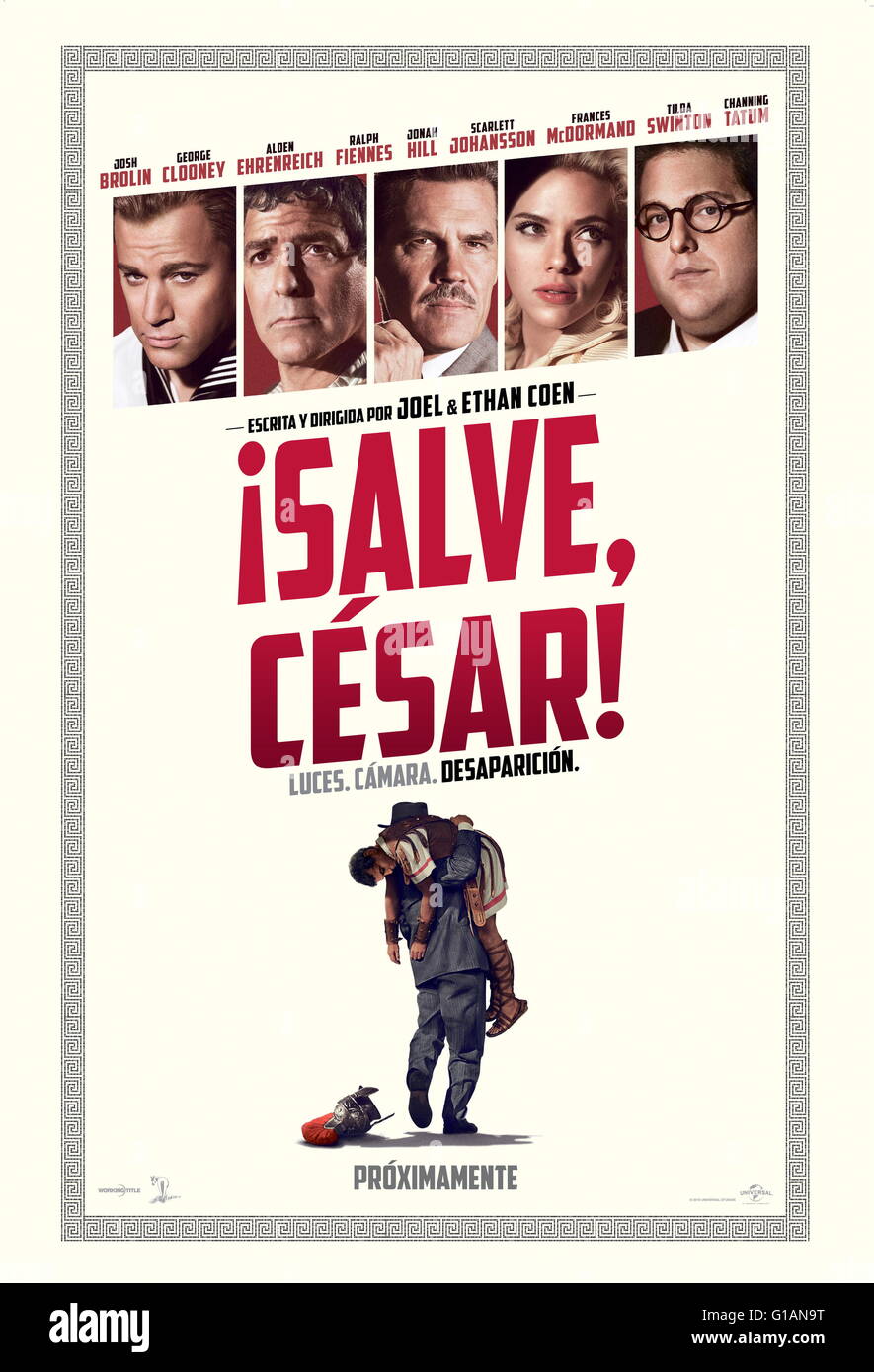 RELEASE DATE: February 5, 2016 TITLE: Hail, Caesar! STUDIO: Universal Pictures DIRECTOR: Ethan Coen, Joel Coen PLOT: A Hollywood fixer in the 1950s works to keep the studio's stars in line PICTURED: Poster Art (Credit: c Universal Pictures/Entertainment Pictures/) Stock Photo