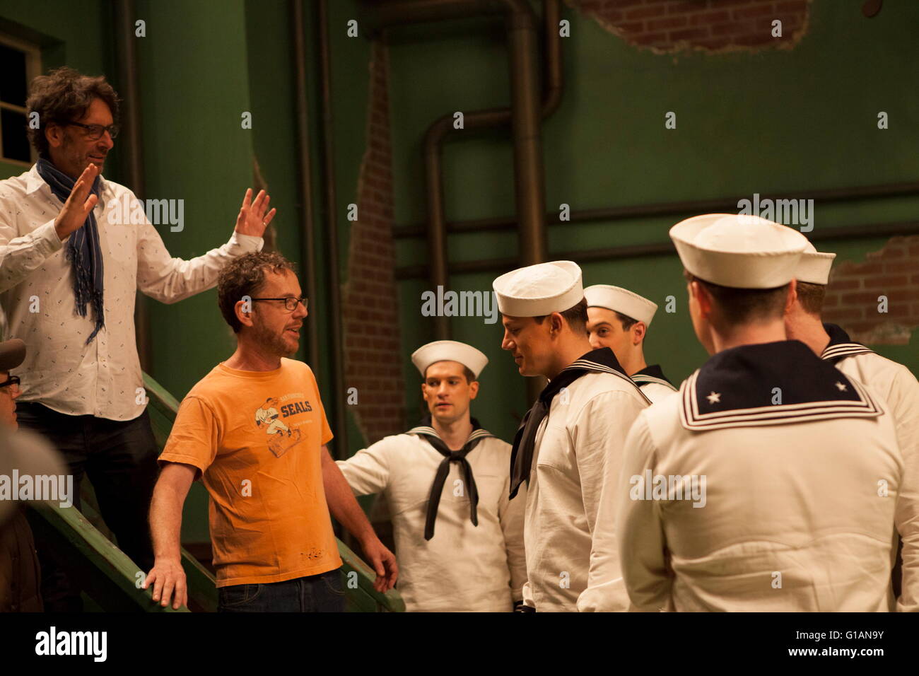 RELEASE DATE: February 5, 2016 TITLE: Hail, Caesar! STUDIO: Universal Pictures DIRECTOR: Ethan Coen, Joel Coen PLOT: A Hollywood fixer in the 1950s works to keep the studio's stars in line PICTURED: Ethan Coen, Joel Coen on set (Credit: c Universal Pictures/Entertainment Pictures/) Stock Photo