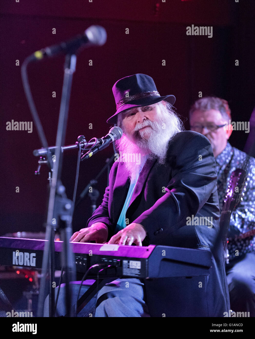 British blues singer Victor Brox, with his band the Victor Brox Blues Train, at The Ruby Lounge, Manchester, 8th May 2016 Stock Photo