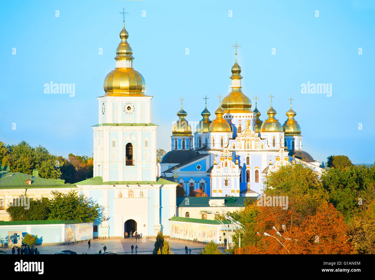 View of St. Michael's Golden-Domed Monastery at sunset. Kiev, Ukraine Stock Photo