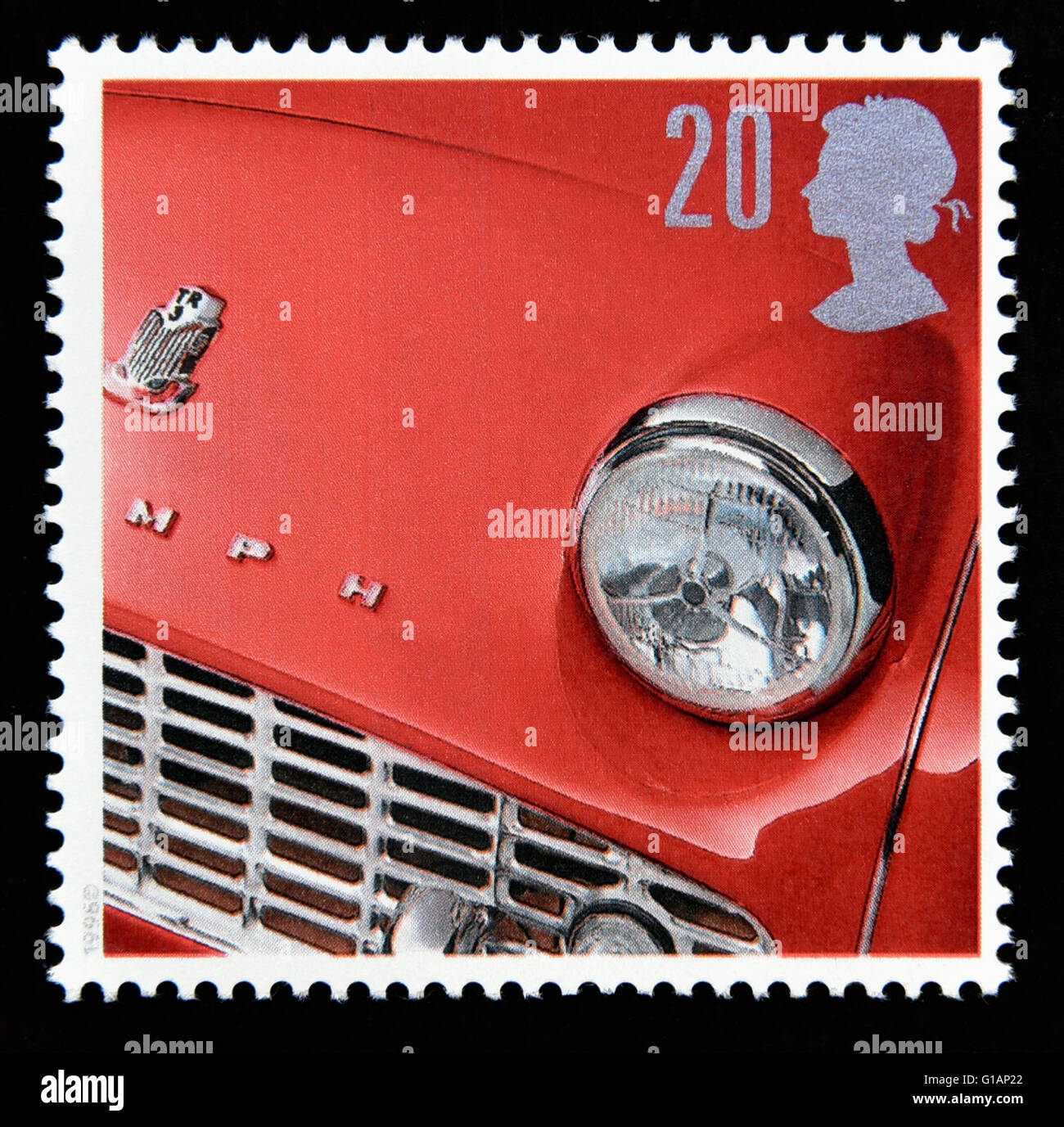 Postage stamp. Great Britain. Queen Elizabeth II. 1996. Classic Sports Cars. Triumph TR3. 20p. Stock Photo